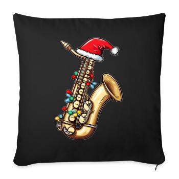 Saxophone Blues Music Bluesman Christmas Hat Xmas - Sofa pillowcase 17,3'' x 17,3'' (45 x 45 cm) - black - Front