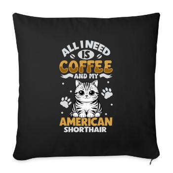 Le café et mon American Shorthair - Housse de coussin décorative 45 x 45 cm - noir - Devant