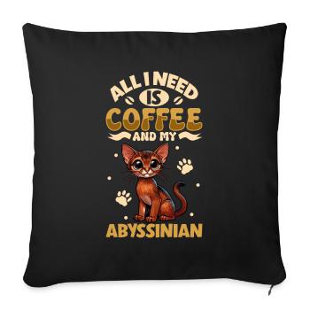 Le café et mes Abyssins - Housse de coussin décorative 45 x 45 cm - noir - Devant
