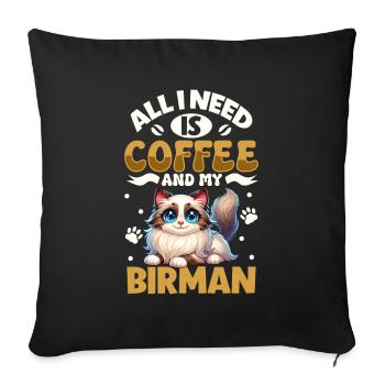 Le café et ma Birmanie - Housse de coussin décorative 45 x 45 cm - noir - Devant