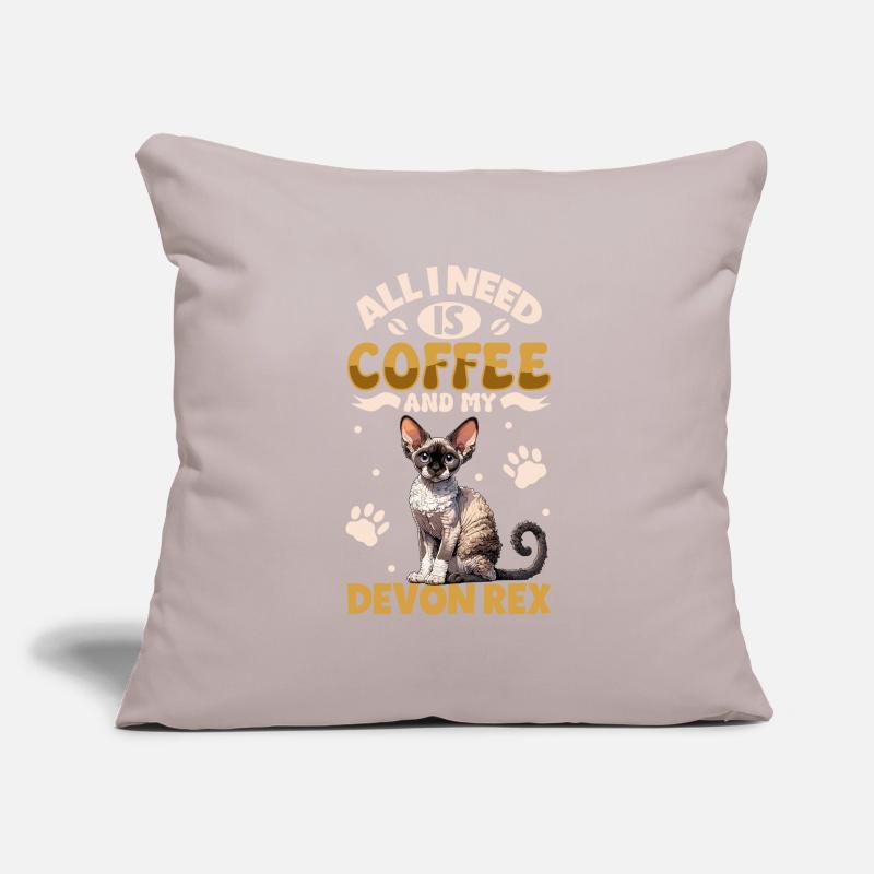 Le café et mon Devon Rex Housse de coussin décorative 45 x 45 cm