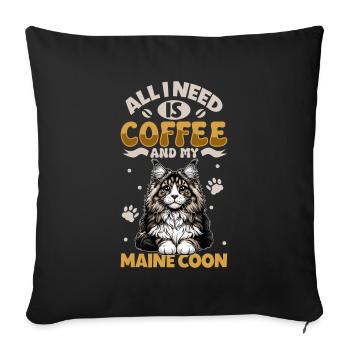 Le café et mon Maine Coon - Housse de coussin décorative 45 x 45 cm - noir - Devant