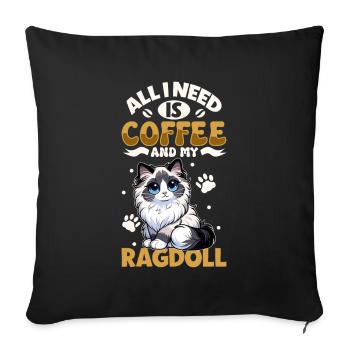 Le café et ma poupée de chiffon - Housse de coussin décorative 45 x 45 cm - noir - Devant