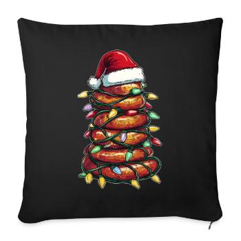 Drôle de saucisse tas Père Noël chapeau Noël - Housse de coussin décorative 45 x 45 cm - noir - Devant