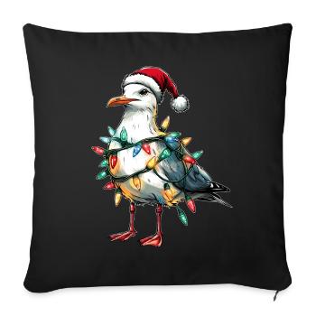 Seagull Seagull Seabird Christmas Hat Xmas - Sofa pillowcase 17,3'' x 17,3'' (45 x 45 cm) - black - Front