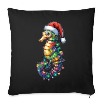 Chapeau de Noël Hippocampe Noël - Housse de coussin décorative 45 x 45 cm - noir - Devant