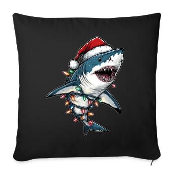 Shark Christmas Hat Xmas - Sofa pillowcase 17,3'' x 17,3'' (45 x 45 cm) - black - Front