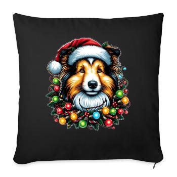 Shetland Sheepdogs Dog Christmas Hat Xmas - Sofa pillowcase 17,3'' x 17,3'' (45 x 45 cm) - black - Front