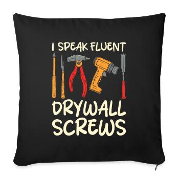Installateur de cloisons sèches - Housse de coussin décorative 45 x 45 cm - noir - Devant