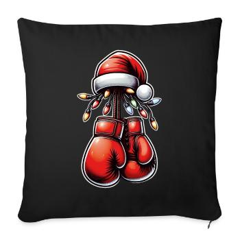 Boxer Gants de Boxe Chapeau de Noël Noël - Housse de coussin décorative 45 x 45 cm - noir - Devant