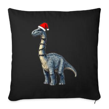 Brachiosaurus Dinosaurier Weihnachtsmütze Xmas - Sofakissenbezug 45 x 45 cm - Schwarz - Vorne