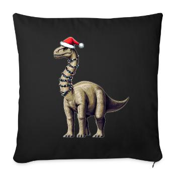 Brontosaure Dinosaure Père Noël Chapeau Noël - Housse de coussin décorative 45 x 45 cm - noir - Devant