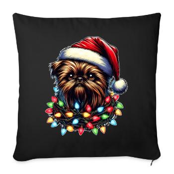 Brussels Griffon Dog Santa Hat Xmas - Sofa pillowcase 17,3'' x 17,3'' (45 x 45 cm) - black - Front
