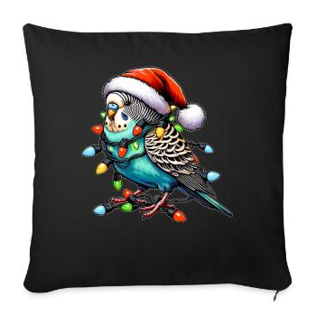 Chapeau de Noël Perruche Perruche Perroquet - Housse de coussin décorative 45 x 45 cm - noir - Devant
