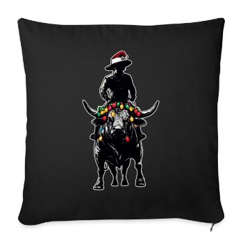 Stierreiter Stierreiten Weihnachtsmütze Xmas - Sofakissenbezug 45 x 45 cm - Schwarz - Vorne