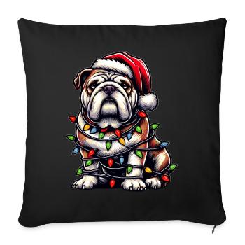 Bulldog Dog Christmas Hat Xmas - Sofa pillowcase 17,3'' x 17,3'' (45 x 45 cm) - black - Front
