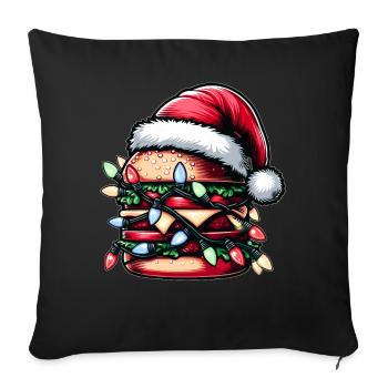 Burger Hamburger Weihnachtsmütze Noël - Housse de coussin décorative 45 x 45 cm - noir - Devant