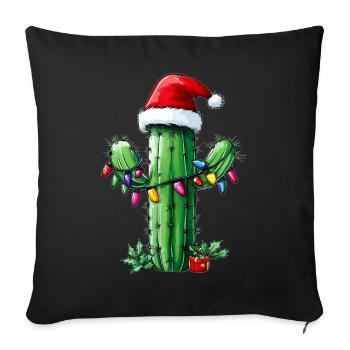 Cactus Christmas Hat Xmas - Sofa pillowcase 17,3'' x 17,3'' (45 x 45 cm) - black - Front
