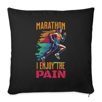 Marathon Runner Design - "I Enjoy the Pain" - Sofa pillowcase 17,3'' x 17,3'' (45 x 45 cm) - black - Front