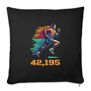 Marathon runner runs marathon with 42.195 km - Sofa pillowcase 17,3'' x 17,3'' (45 x 45 cm) - black - Front