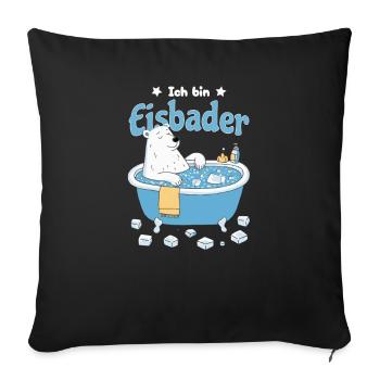 Der Eisbader – Kältetherapie Eisbär bei Eisbad - Sofakissenbezug 45 x 45 cm - Schwarz - Vorne
