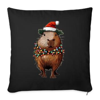 Capybara Capibara Weihnachtsmütze Xmas - Sofakissenbezug 45 x 45 cm - Schwarz - Vorne