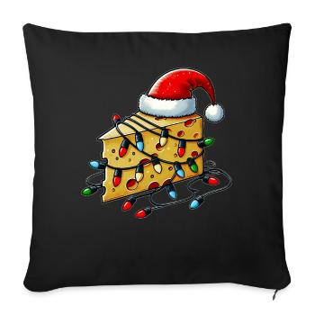 Cheese Gouda Feta Cheddar Santa Hat Xmas - Sofa pillowcase 17,3'' x 17,3'' (45 x 45 cm) - black - Front