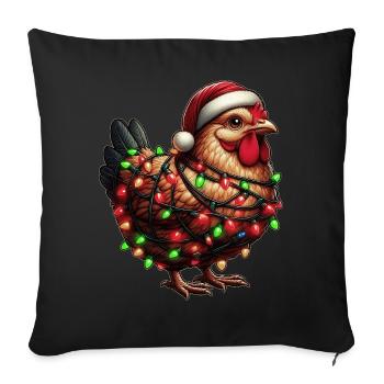 Chicken Farm Farmer Christmas Hat Xmas - Sofa pillowcase 17,3'' x 17,3'' (45 x 45 cm) - black - Front