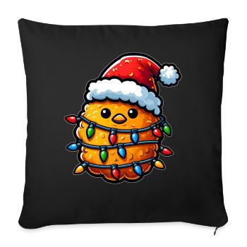 Cute Kawaii Chicken Nugget Nug Santa Hat - Sofa pillowcase 17,3'' x 17,3'' (45 x 45 cm) - black - Front