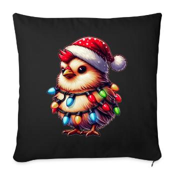 Cute Kawaii Chicken Farm Farmer Christmas - Sofa pillowcase 17,3'' x 17,3'' (45 x 45 cm) - black - Front