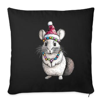 Chinchilla Santa Hat Xmas - Sofa pillowcase 17,3'' x 17,3'' (45 x 45 cm) - black - Front