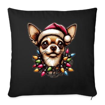 Chihuahua Chien Père Noël - Housse de coussin décorative 45 x 45 cm - noir - Devant