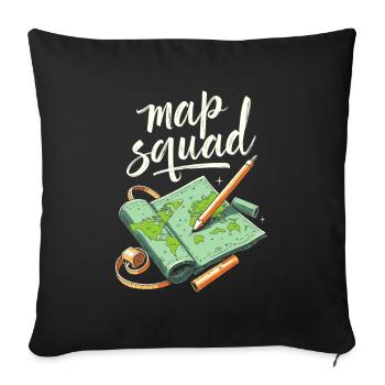 Escouade de cartographes - Housse de coussin décorative 45 x 45 cm - noir - Devant