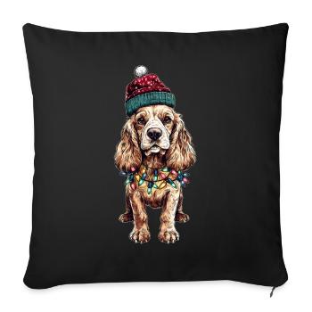 Cocker Spaniel Chien Père Noël Noël - Housse de coussin décorative 45 x 45 cm - noir - Devant