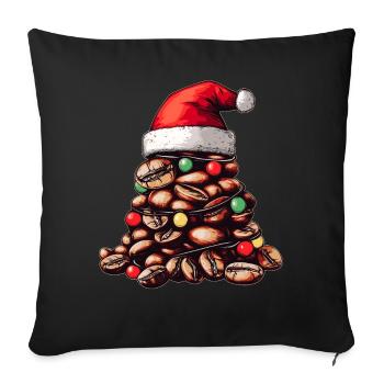 Kaffeebohnen Haufen Barista Koffein Weihnachtsmütz - Sofakissenbezug 45 x 45 cm - Schwarz - Vorne