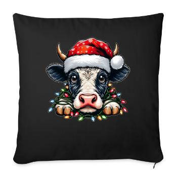 Cute Cow Farm Farmer Christmas Hat X - Sofa pillowcase 17,3'' x 17,3'' (45 x 45 cm) - black - Front