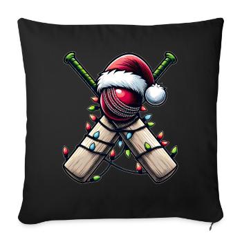 Cricket Player Team Santa Hat Xmas - Sofa pillowcase 17,3'' x 17,3'' (45 x 45 cm) - black - Front