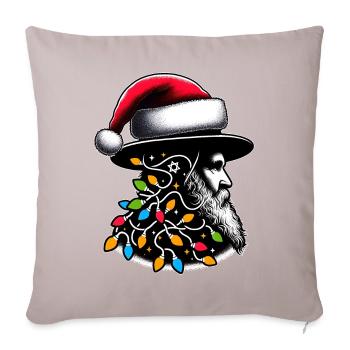 Rabbi Hebrew Christmas Hat Xmas - Sofa pillowcase 17,3'' x 17,3'' (45 x 45 cm) - light taupe - Front