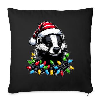 Honey Badger Ratel Christmas Hat Xmas - Sofa pillowcase 17,3'' x 17,3'' (45 x 45 cm) - black - Front