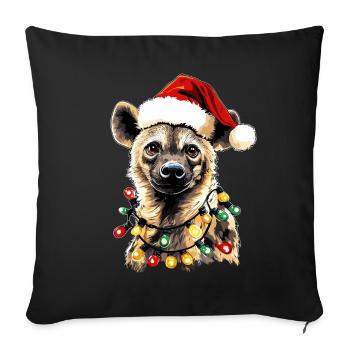 Cute Hyena Christmas Hat Xmas - Sofa pillowcase 17,3'' x 17,3'' (45 x 45 cm) - black - Front