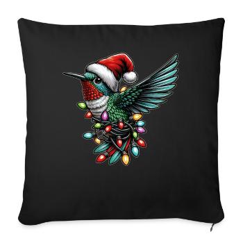 Colorful Hummingbird Santa Hat Xmas - Sofa pillowcase 17,3'' x 17,3'' (45 x 45 cm) - black - Front