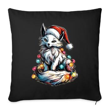 White Kitsune Fox Christmas Hat Xmas - Sofa pillowcase 17,3'' x 17,3'' (45 x 45 cm) - black - Front