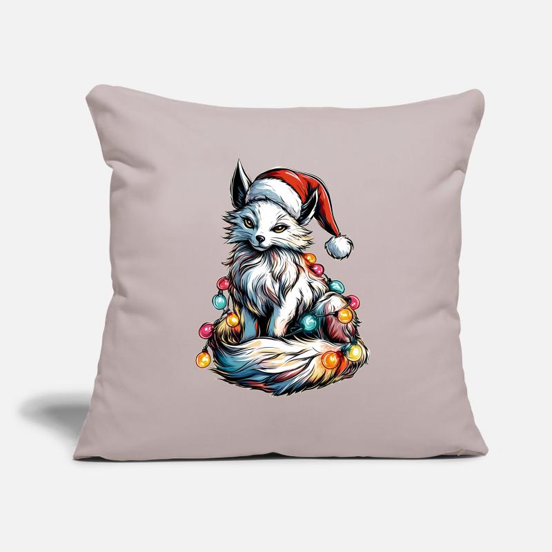 White Kitsune Fox Christmas Hat Xmas Sofa pillowcase 17,3'' x 17,3'' (45 x 45 cm)
