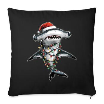 Hammerhead Shark Christmas Hat Xmas - Sofa pillowcase 17,3'' x 17,3'' (45 x 45 cm) - black - Front