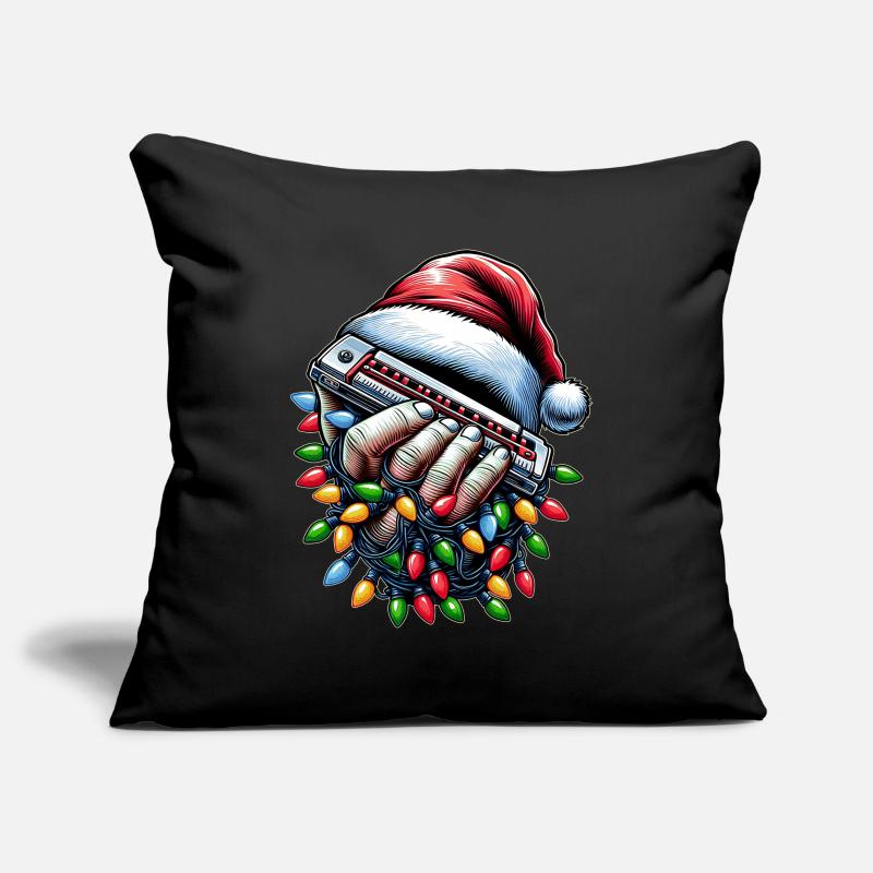 Harmonica Harmonica Player Santa Hat Sofa pillowcase 17,3'' x 17,3'' (45 x 45 cm)
