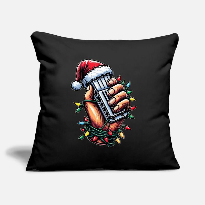 Harmonica Harmonica Player Santa Hat Sofa pillowcase 17,3'' x 17,3'' (45 x 45 cm)