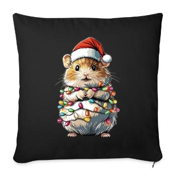 Mignon hamster Hammy Chapeau de Noël Noël - Housse de coussin décorative 45 x 45 cm - noir - Devant
