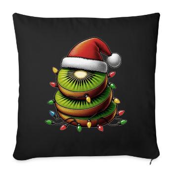 Kiwi Fruit Weihnachtsmütze Xmas - Sofakissenbezug 45 x 45 cm - Schwarz - Vorne