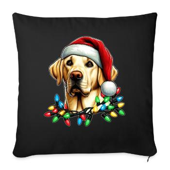 Labrador Retriever Chien Père Noël Noël - Housse de coussin décorative 45 x 45 cm - noir - Devant