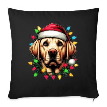 Labrador Retriever Chien Père Noël Noël - Housse de coussin décorative 45 x 45 cm - noir - Devant